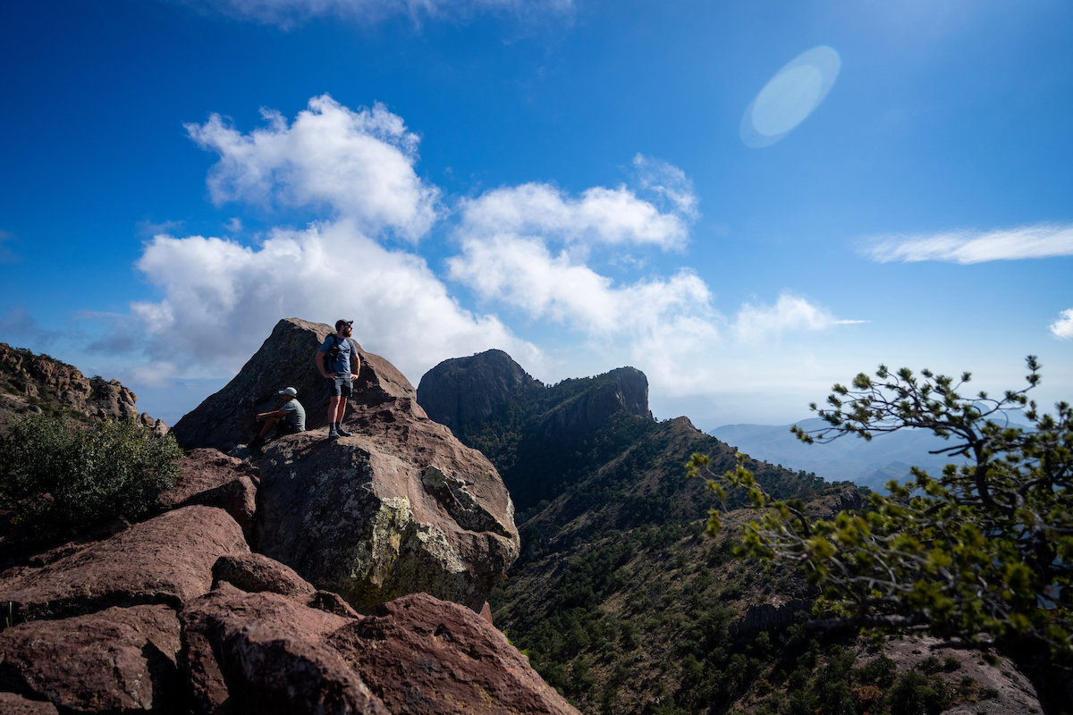 Two men on a hike. 