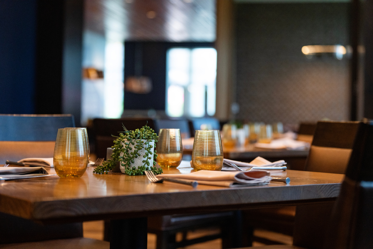 A place setting in a hotel restaurant