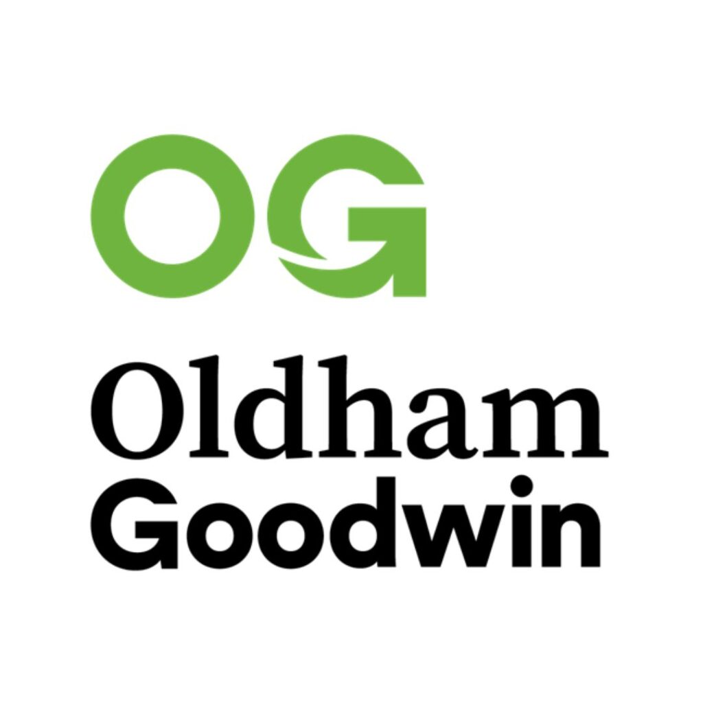 Oldham Goodwin logo with green stylized "OG" initials above the company name in bold black and lowercase serif text.